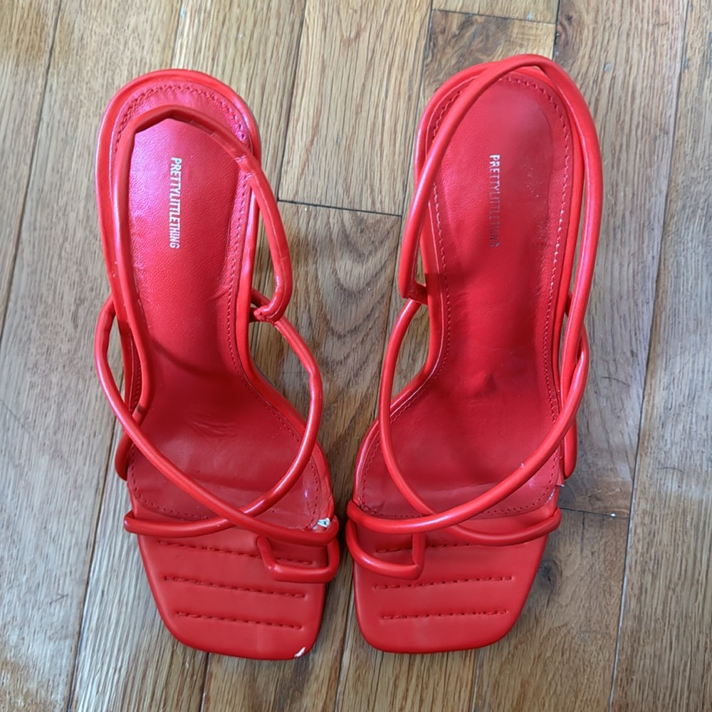 Prettylittlething Red Pu Square Toe Loop Padded S… - image 6